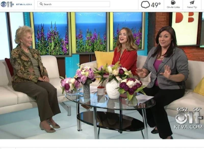 Getting the hang of the TV thing—Rita Jo at Channel 11 Daybreak Show in Anchorage.