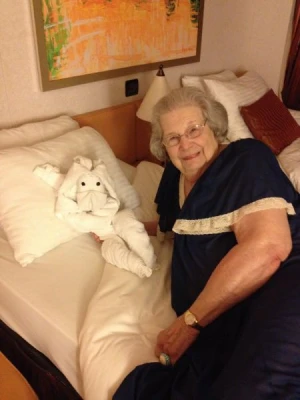 Taking Mom  Evelyn on a cruise for her 93rd birthday. Mom went to heaven in   March 2018 at age 96